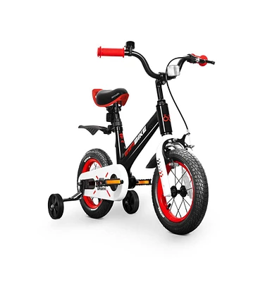 SereneLife 12" Kid's Bicycle with Dual Brakes, Training Wheels & Kickstand, Black