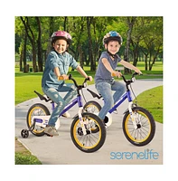 SereneLife 16" Kid's Bicycle with Dual Brakes, Training Wheels & Kickstand, Blue