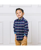 Hope & Henry Boys Long Sleeve Flannel Button Down Shirt with Double Flap Pockets