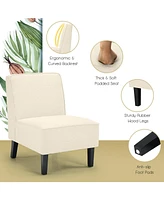 Gouun Modern Armless Accent Chair with Rubber Wood Legs