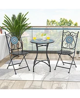 Gouun 3 Piece Patio Bistro Set with Mosaic Pattern