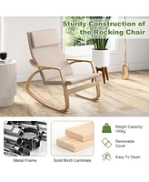 Gouun Stable Wooden Frame Leisure Rocking Chair with Removable Upholstered Cushion