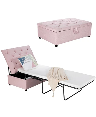 Gouun Folding Ottoman Sleeper Bed with Mattress for Guest Bed and Office Nap