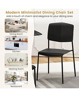Gouun Modern Plastic Dining Chair Set of 2 with Metal Legs and Curved Back