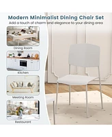 Gouun Modern Plastic Dining Chair Set of 2 with Metal Legs and Curved Back