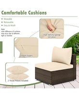 Gouun 7 Pieces Patio Rattan Furniture Set with Sectional Sofa Cushions