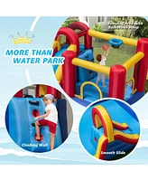 Gouun 7 in 1 Outdoor Inflatable Bounce House with Water Slides and Splash Pools without Blower