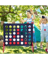 Gouun Wooden 4-in-a-row Game Set with 42 Pcs Chips and 600D Oxford Fabric Carrying Bag