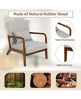 Gouun Modern Accent Chair with Rubber Wood Frame and Lumbar Pillow