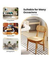 Gouun Set of 2 Rattan Dining Chairs with Simulated Rattan Backrest