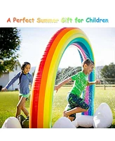 Gouun Inflatable Rainbow Sprinkler Backyard Games Outside Water Toy Yard