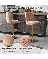 Gouun Set of 2 Bar Chairs with Footrest Electroplated Metal Base and Anti-Slip Ring