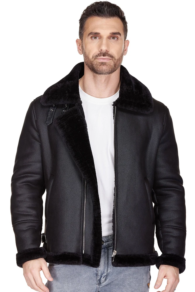 Braveman Men's Faux Shearling Bomber Jacket