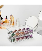 Sorbus Pack Clear Stackable Plastic Sunglass Holder with Hinged Lid for Eyewear Display Includes 5 Sections