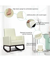 Gouun 2-in-1 Fabric Upholstered Rocking Chair with Pillow
