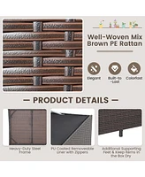 Gouun Outdoor Wicker Storage Box with Zippered Liner-133 Gallon