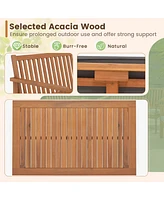 Gouun 4 Piece Patio Wood Furniture Set Acacia Wood Sofa Set with Loveseat