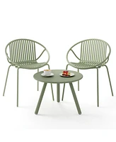 Gouun All Weather Pp Patio Conversation Set with Round table and 2 Chairs