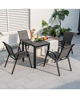 Gouun 4 Piece Patio Rattan Dining Chairs with Wicker Woven Seat and Back for Backyard Front Porch