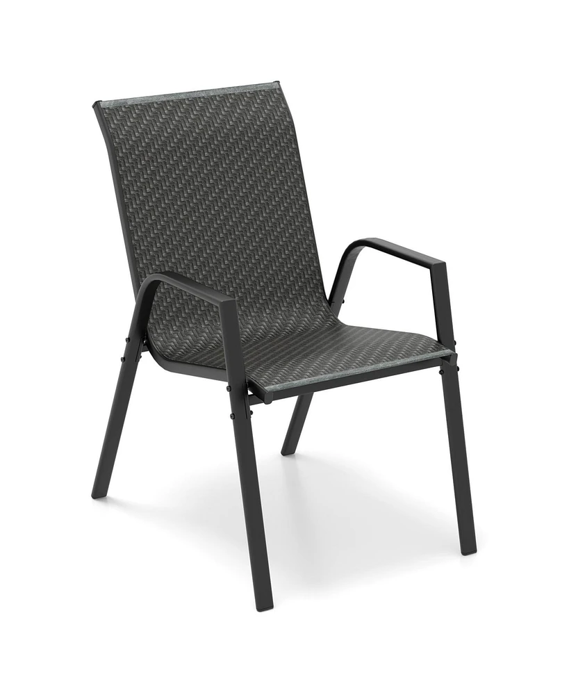 Gouun 4 Piece Patio Rattan Dining Chairs with Wicker Woven Seat and Back for Backyard Front Porch