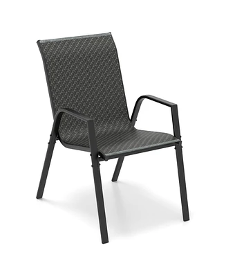 Gouun 4 Piece Patio Rattan Dining Chairs with Wicker Woven Seat and Back for Backyard Front Porch