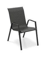 Gouun 4 Piece Patio Rattan Dining Chairs with Wicker Woven Seat and Back for Backyard Front Porch