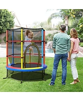 Gouun 55 Inch Kids Recreational Trampoline Bouncing Jumping Mat with Enclosure Net