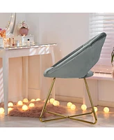 Gouun Modern Accent Velvet Dining Arm Chair with Metal Legs and Soft Cushion