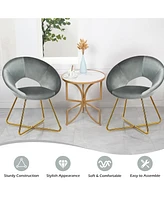 Gouun Modern Accent Velvet Dining Arm Chair with Metal Legs and Soft Cushion