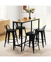 Gouun 24 Inch Set of 4 Cafe Side Chairs with Rubber Feet and Removable Back