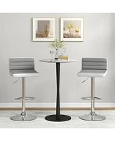 Gouun Set of 2 Adjustable Heights Barstool with Pu Leather