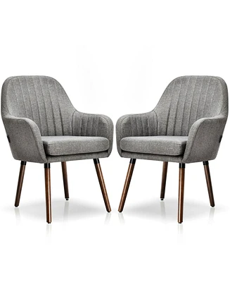 Gouun Set of 2 Fabric Upholstered Accent Chairs with Wooden Legs