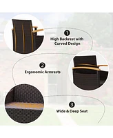 Gouun 3 Pieces Patio Rattan Furniture Set with Removable Cushion