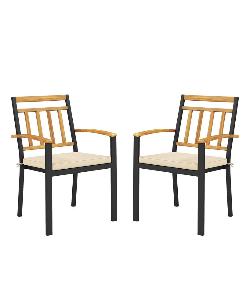 Gouun Set of 2 Patio Dining Chairs with Removable Padded Cushions-17 Inches