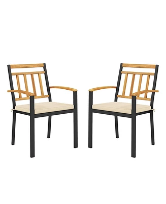 Gouun Set of 2 Patio Dining Chairs with Removable Padded Cushions-17 Inches