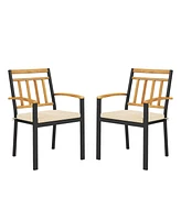 Gouun Set of 2 Patio Dining Chairs with Removable Padded Cushions-17 Inches