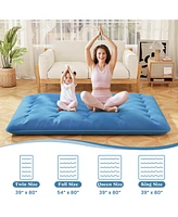 Gouun Foldable Futon Mattress with Washable Cover and Carry Bag for Camping-Queen Size