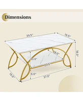 Gouun 2-Tier Table Rectangle for Living Room