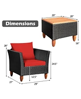 Gouun 3 Pieces Outdoor Patio Rattan Furniture Set