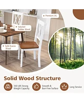 Gouun Set of 2 Wooden Farmhouse Kitchen Chairs with Rubber Wood Seat-2 Pieces