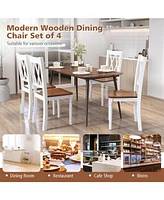 Gouun Set of 2 Wooden Farmhouse Kitchen Chairs with Rubber Wood Seat-2 Pieces