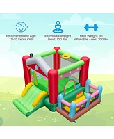 Gouun 4-in-1 Inflatable Bounce House with Basketball Hoop and 480W Blower