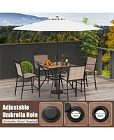 Gouun Patio Dining Table for 4 Square Bistro Table with Umbrella Holes