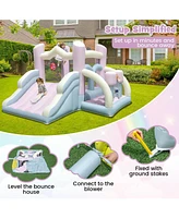 Gouun Kids Bounce House with Slide and 2 Boxing Columns Bouncy Castle for Party without Blower