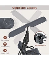 Gouun 3-Seat Outdoor Patio Canopy Swing with Cushioned Steel Frame