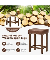 Gouun 24 Inch Upholstered Pu Leather Bar Stools Set of 2