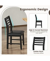 Gouun Wooden Dining Chair Set of 2 with Rubber Wood Frame and Padded Cushion