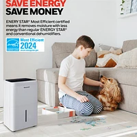 Honeywell 2024 New! 25-Pint Energy Star Dehumidifier for 1,500 Sq Ft – Laundry Mode, Auto-Comfort Mode & Thermal Overload Protection, TPFIT25WK