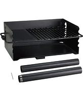 Pilot Rock Jumbo Park Style Steel Outdoor Bbq Charcoal Grill and Post, Black