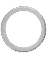 Men's Bark & Brushed Finish Wedding Band Sterling Silver Black Rhodium-Plate